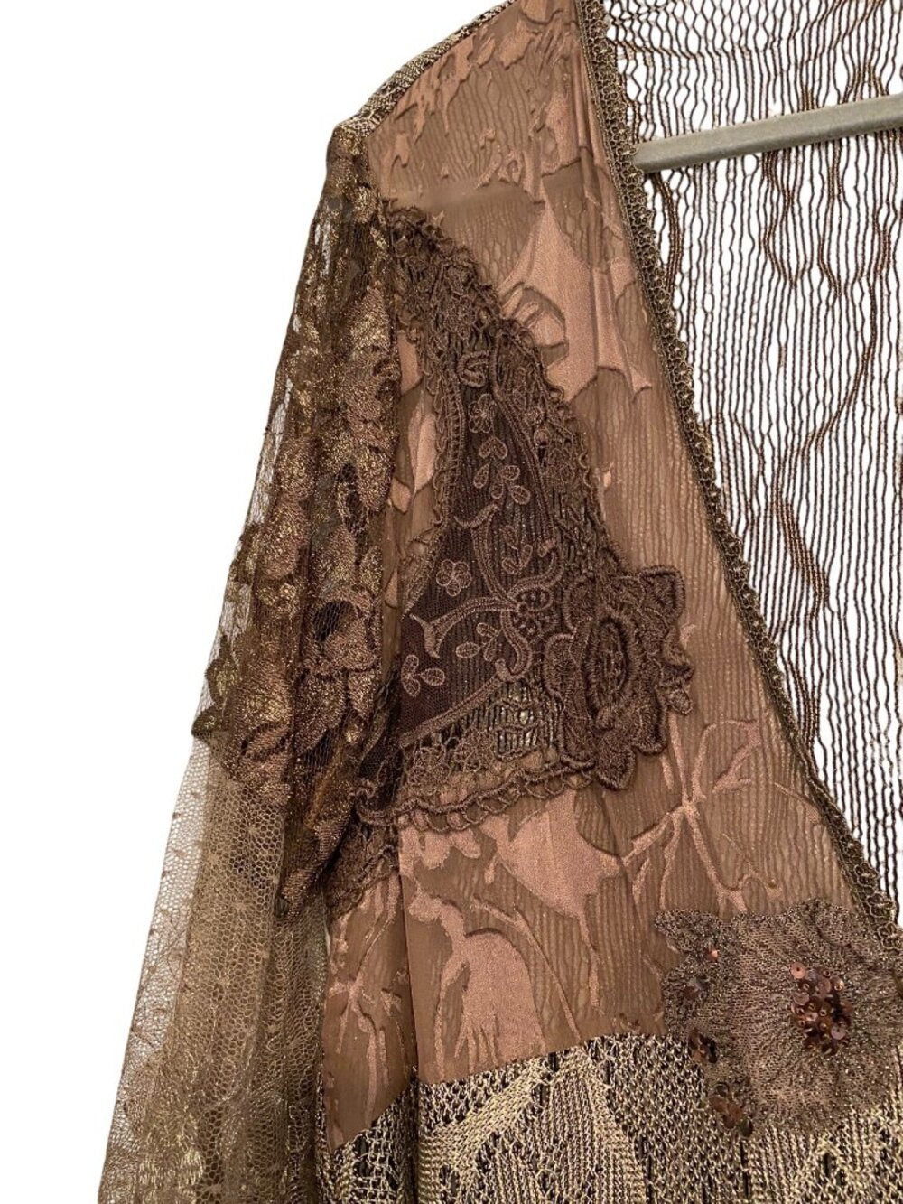 Spencer Alexis Women’s M Vintage Brown Floral Sheer Lace Cardigan Whimsigoth - Picture 12 of 16